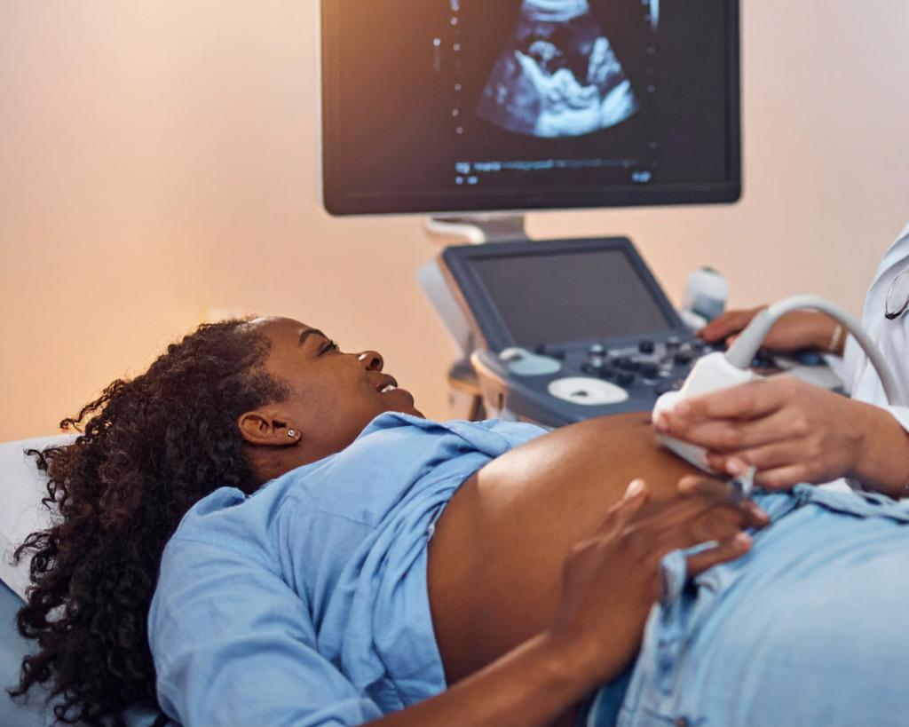 Image of a pregnant woman getting an ultrasound